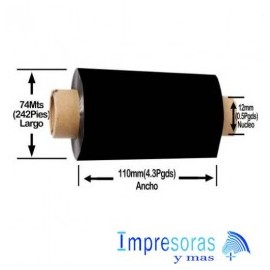 CINTA RIBBON ZEBRA CERA 6000 110MM X 74MTS 06000GS11007 ESCRITORIO 48 RIBBON