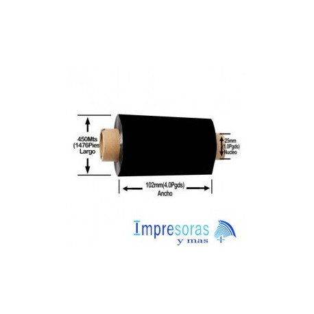 CINTA RIBBON ZEBRA CERA 2000 102MM X 450MTS 02000BK10245 INDUSTRIAL 1 RIBBON