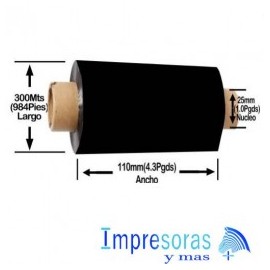 CINTA RIBBON ZEBRA CERA 2000 110MM X 300MTS 02000BK11030 INDUSTRIAL 24 RIBBON