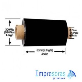 CINTA RIBBON ZEBRA RESINA 5095 60MM X 300MTS 05095BK06030 INDUSTRIAL 1 RIBBON