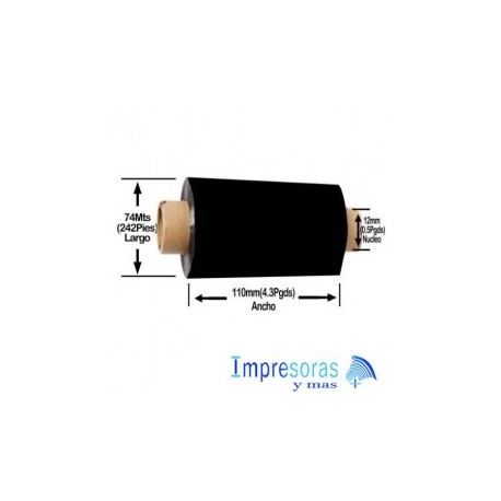 CINTA RIBBON ZEBRA CERA 6000 110MM X 74MTS 06000GS11007 ESCRITORIO 48 RIBBON