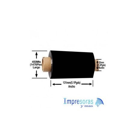 CINTA RIBBON ZEBRA CERA RESINA 3200 131MM X 450MTS 03200BK13145 INDUSTRIAL 1 RIBBON