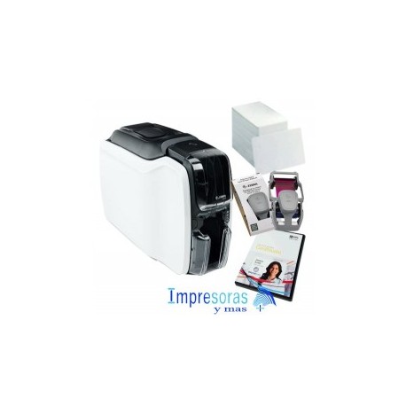 KIT ESCUELA IMPRESORA DE TARJETAS ZEBRA ZC100 CAMARA TARJETAS RIBBON SOFTWARE EDICION